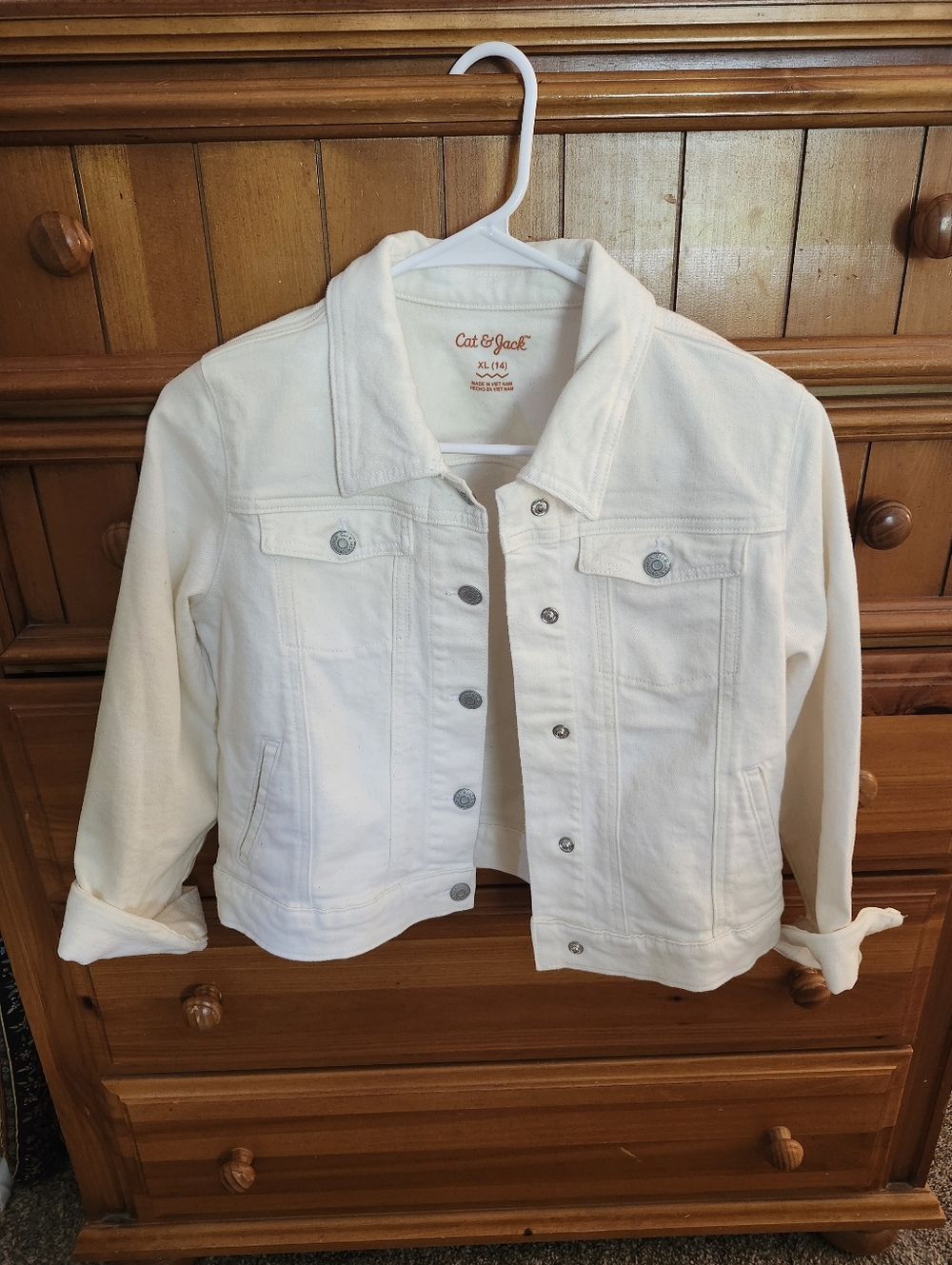 Girls Cat And Jack White Denim Jacket Cotton